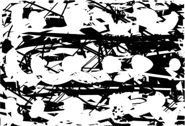 Çizik ve çiziklerle dolu siyah beyaz bir arka plan. Soyut vektör illüstrasyonu.