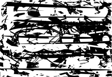 Çizik ve çiziklerle dolu siyah beyaz bir arka plan. Soyut vektör illüstrasyonu.