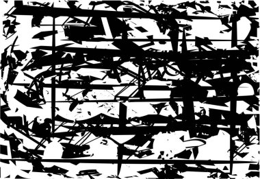 Çizik ve çiziklerle dolu siyah beyaz bir arka plan. Soyut vektör illüstrasyonu.