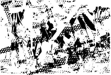 Çizik ve çiziklerle dolu siyah beyaz bir arka plan. Soyut vektör illüstrasyonu.