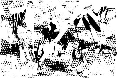 Çizik ve çiziklerle dolu siyah beyaz bir arka plan. Soyut vektör illüstrasyonu.