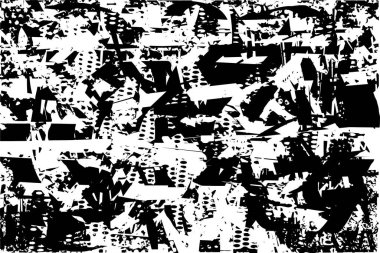 Çizik ve çiziklerle dolu siyah beyaz bir arka plan. Soyut vektör illüstrasyonu.