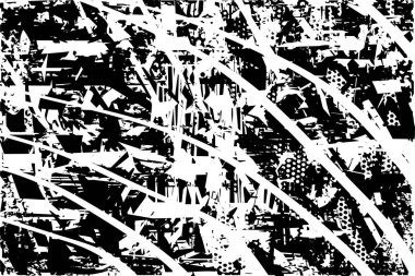 Çizik ve çiziklerle dolu siyah beyaz bir arka plan. Soyut vektör illüstrasyonu.