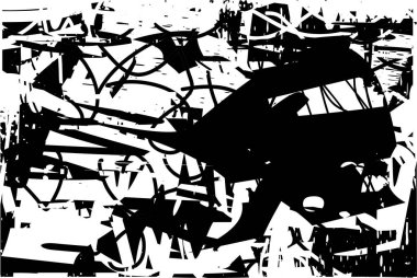 Çizik ve çiziklerle dolu siyah beyaz bir arka plan. Soyut vektör illüstrasyonu.