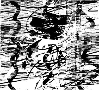 Çizik ve çiziklerle dolu siyah beyaz bir arka plan. Soyut vektör illüstrasyonu.