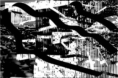 Çizik ve çiziklerle dolu siyah beyaz bir arka plan. Soyut vektör illüstrasyonu.