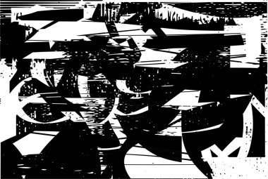 Çizik ve çiziklerle dolu siyah beyaz bir arka plan. Soyut vektör illüstrasyonu.