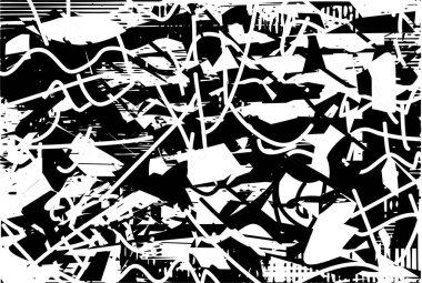 Çizik ve çiziklerle dolu siyah beyaz bir arka plan. Soyut vektör illüstrasyonu.