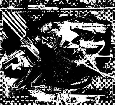 Çizik ve çiziklerle dolu siyah beyaz bir arka plan. Soyut vektör illüstrasyonu.