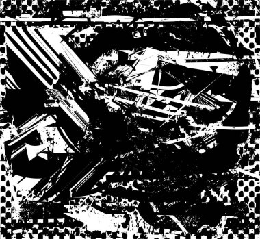 Çizik ve çiziklerle dolu siyah beyaz bir arka plan. Soyut vektör illüstrasyonu.