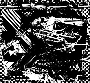 Çizik ve çiziklerle dolu siyah beyaz bir arka plan. Soyut vektör illüstrasyonu.