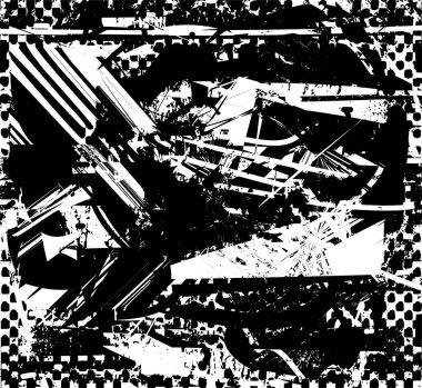 Çizik ve çiziklerle dolu siyah beyaz bir arka plan. Soyut vektör illüstrasyonu.