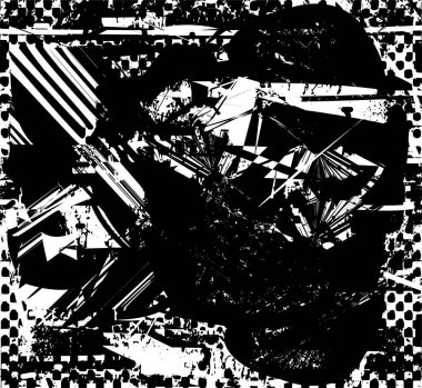 Çizik ve çiziklerle dolu siyah beyaz bir arka plan. Soyut vektör illüstrasyonu.