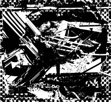 Çizik ve çiziklerle dolu siyah beyaz bir arka plan. Soyut vektör illüstrasyonu.