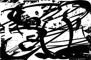 Çizik ve çiziklerle dolu siyah beyaz bir arka plan. Soyut vektör illüstrasyonu.