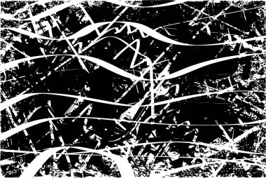 Çizik ve çiziklerle dolu siyah beyaz bir arka plan. Soyut vektör illüstrasyonu.