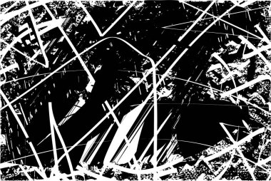 Çizik ve çiziklerle dolu siyah beyaz bir arka plan. Soyut vektör illüstrasyonu.