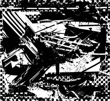 Çizik ve çiziklerle dolu siyah beyaz bir arka plan. Soyut vektör illüstrasyonu.