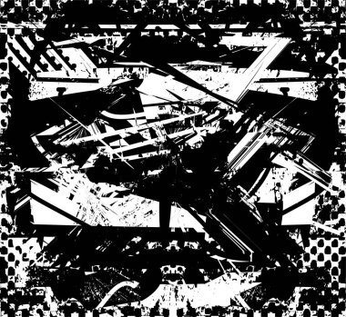 Çizik ve çiziklerle dolu siyah beyaz bir arka plan. Soyut vektör illüstrasyonu.