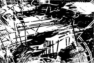 Çizik ve çiziklerle dolu siyah beyaz bir arka plan. Soyut vektör illüstrasyonu.