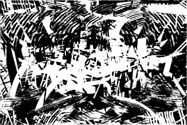 Çizik ve çiziklerle dolu siyah beyaz bir arka plan. Soyut vektör illüstrasyonu.