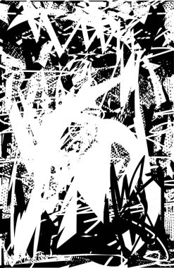 Çizik ve çiziklerle dolu siyah beyaz bir arka plan. Soyut vektör illüstrasyonu.