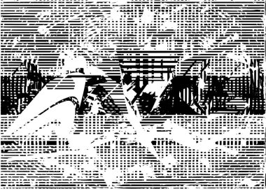 Çizik ve çiziklerle dolu siyah beyaz bir arka plan. Soyut vektör illüstrasyonu.