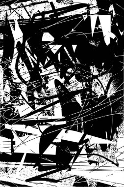 Çizik ve çiziklerle dolu siyah beyaz bir arka plan. Soyut vektör illüstrasyonu.