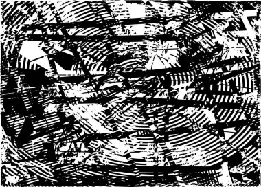 Çizik ve çiziklerle dolu siyah beyaz bir arka plan. Soyut vektör illüstrasyonu.