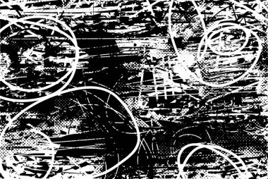 Çizik ve çiziklerle dolu siyah beyaz bir arka plan. Soyut vektör illüstrasyonu.