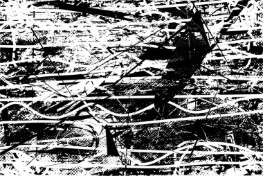 Çizik ve çiziklerle dolu siyah beyaz bir arka plan. Soyut vektör illüstrasyonu.