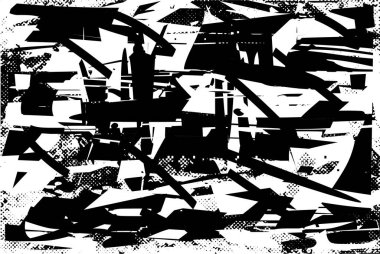 Çizik ve çiziklerle dolu siyah beyaz bir arka plan. Soyut vektör illüstrasyonu.