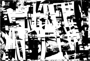 Çizik ve çiziklerle dolu siyah beyaz bir arka plan. Soyut vektör illüstrasyonu.