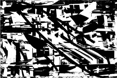 Çizik ve çiziklerle dolu siyah beyaz bir arka plan. Soyut vektör illüstrasyonu.