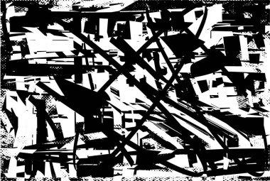 Çizik ve çiziklerle dolu siyah beyaz bir arka plan. Soyut vektör illüstrasyonu.