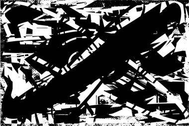 Çizik ve çiziklerle dolu siyah beyaz bir arka plan. Soyut vektör illüstrasyonu.