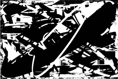 Çizik ve çiziklerle dolu siyah beyaz bir arka plan. Soyut vektör illüstrasyonu.