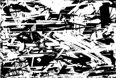 Çizik ve çiziklerle dolu siyah beyaz bir arka plan. Soyut vektör illüstrasyonu.