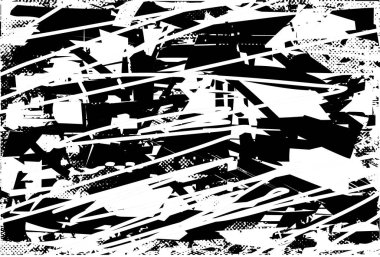 Çizik ve çiziklerle dolu siyah beyaz bir arka plan. Soyut vektör illüstrasyonu.