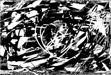 Çizik ve çiziklerle dolu siyah beyaz bir arka plan. Soyut vektör illüstrasyonu.