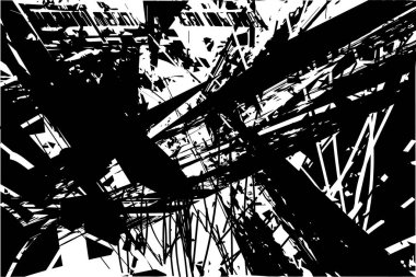 Çizik ve çiziklerle dolu siyah beyaz bir arka plan. Soyut vektör illüstrasyonu.