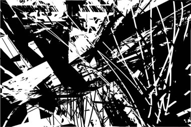 Çizik ve çiziklerle dolu siyah beyaz bir arka plan. Soyut vektör illüstrasyonu.