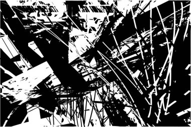 Çizik ve çiziklerle dolu siyah beyaz bir arka plan. Soyut vektör illüstrasyonu.