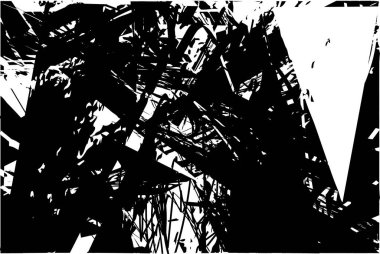 Çizik ve çiziklerle dolu siyah beyaz bir arka plan. Soyut vektör illüstrasyonu.