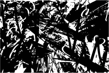 Çizik ve çiziklerle dolu siyah beyaz bir arka plan. Soyut vektör illüstrasyonu.