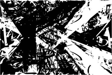 Çizik ve çiziklerle dolu siyah beyaz bir arka plan. Soyut vektör illüstrasyonu.