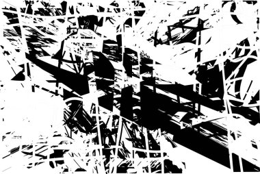 Çizik ve çiziklerle dolu siyah beyaz bir arka plan. Soyut vektör illüstrasyonu.