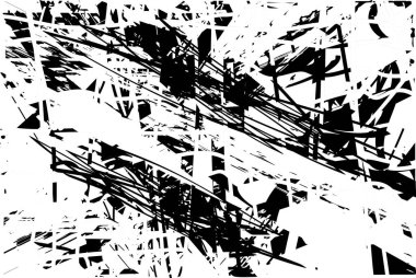 Çizik ve çiziklerle dolu siyah beyaz bir arka plan. Soyut vektör illüstrasyonu.