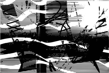 Çizik ve çiziklerle dolu siyah beyaz bir arka plan. Soyut vektör illüstrasyonu.