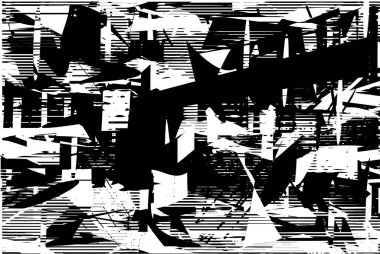 Çizik ve çiziklerle dolu siyah beyaz bir arka plan. Soyut vektör illüstrasyonu.